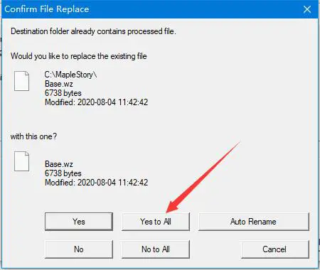 点击 yes to all 覆盖旧版本文件